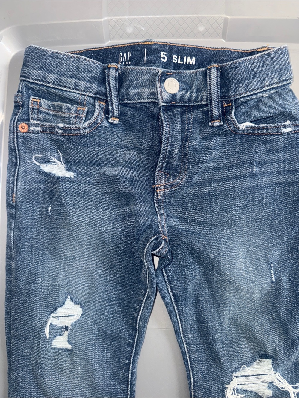 GAP Distressed Medium Blue Slim Jeans - Boys